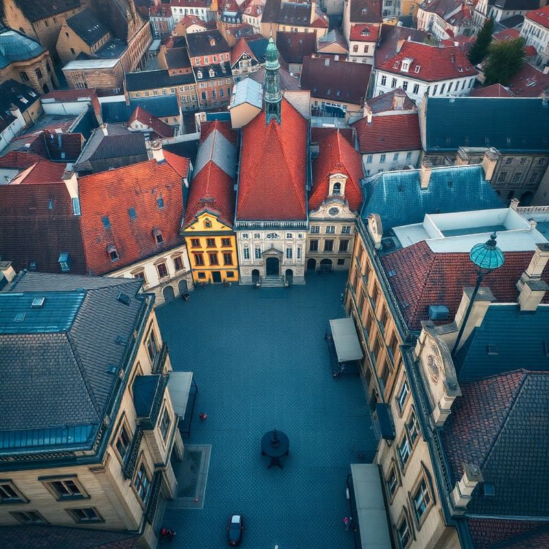 Historické náměstí v Českých Budějovicích z ptačí perspektivy
